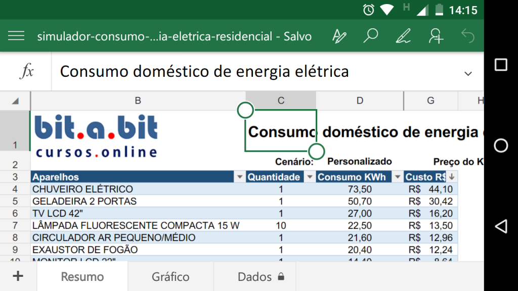 Simulador De Consumo De Energia El Trica Residencial Em Excel Bit A Bit